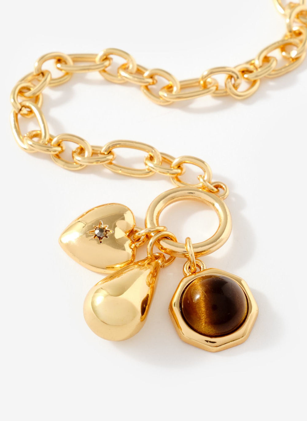 Gold Tone Resin Charm Bracelet