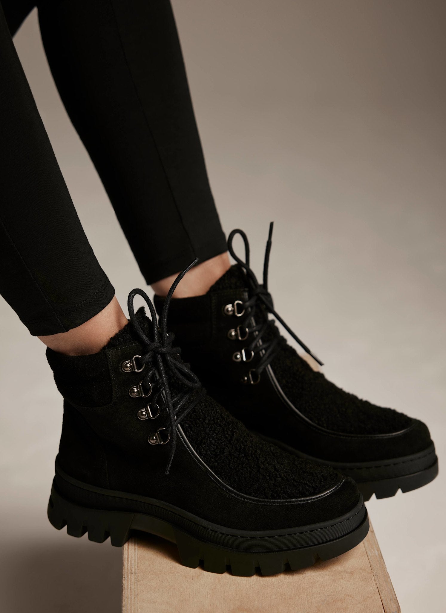 Black Borg Suede Hiking Boots â Mint Velvet