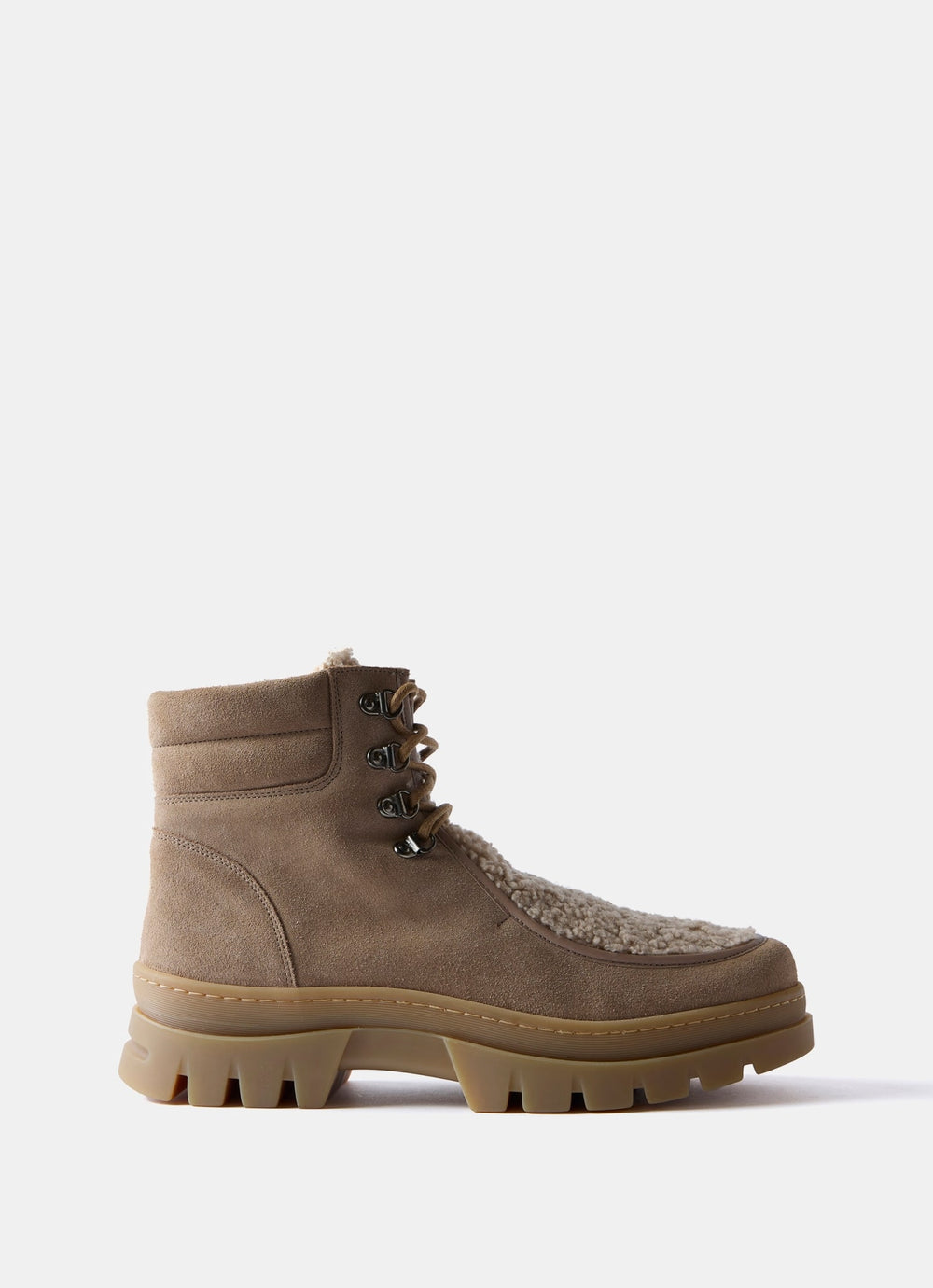 Neutral Borg Suede Hiking Boots