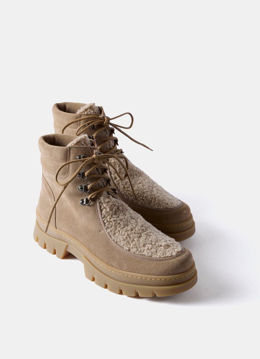 Neutral Borg Suede Hiking Boots