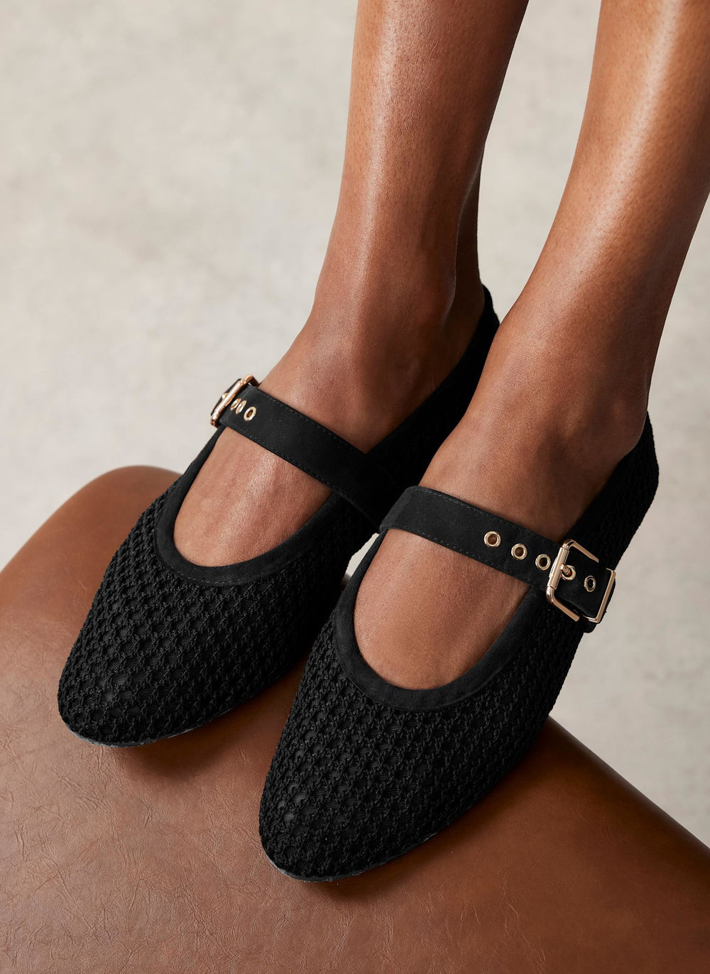 Trixie Black Mesh Ballet Flat Pumps