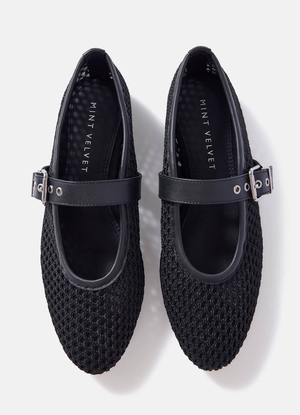 Trixie Black Mesh Ballet Flat Pumps