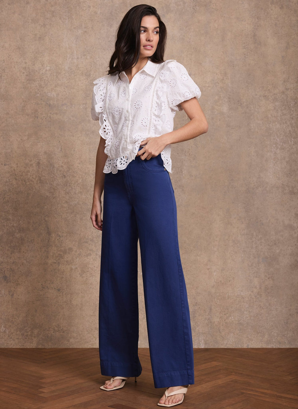 Blue Washed Refined Wide Jeans