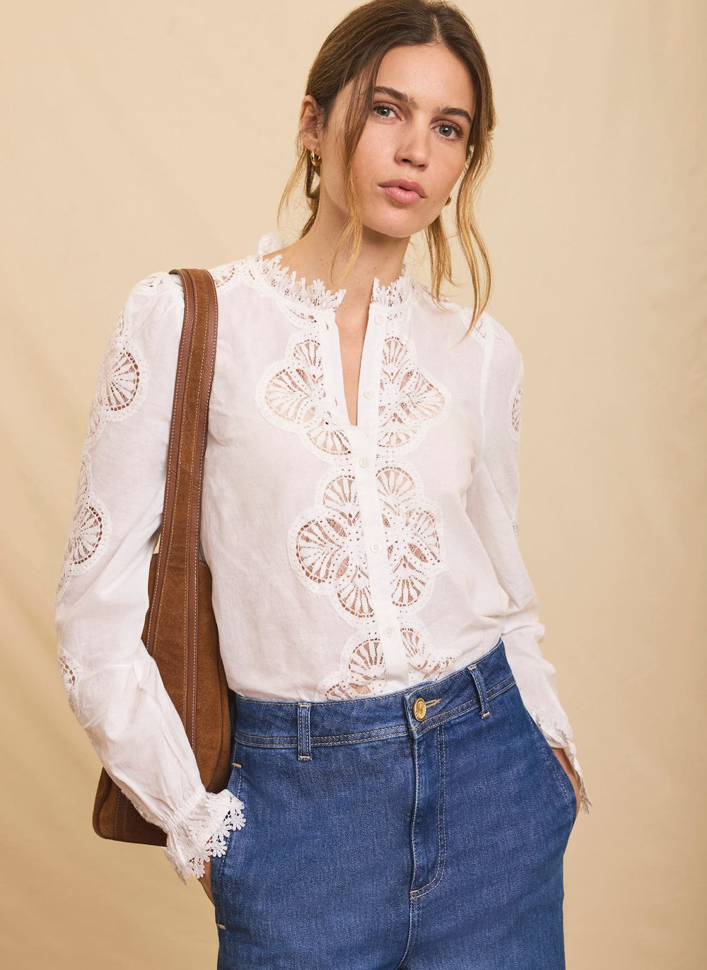 White Cotton Embroidered Blouse