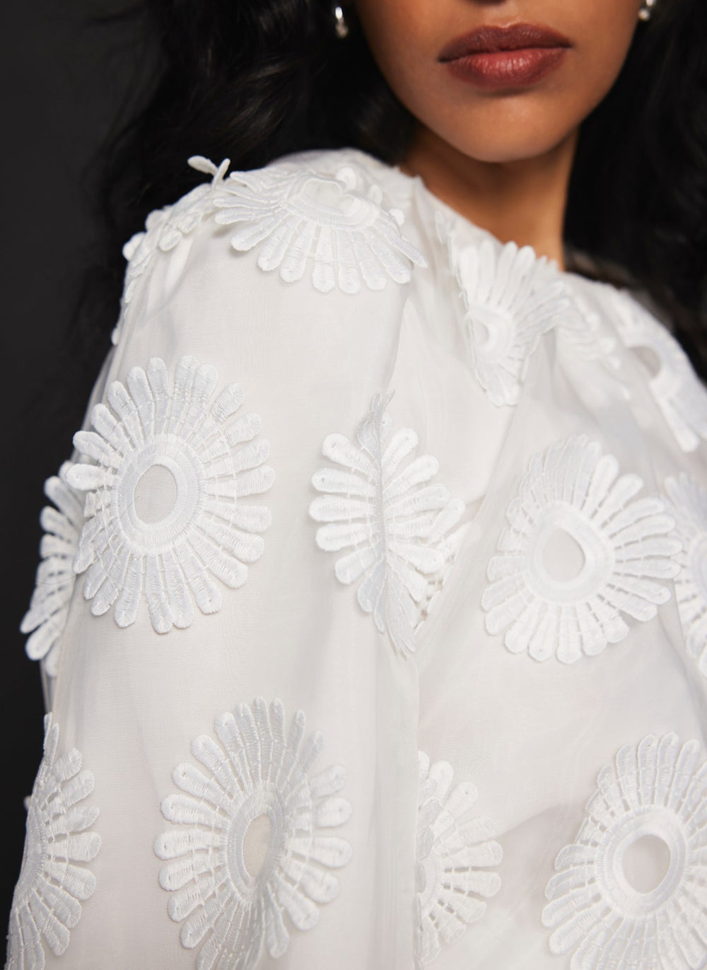 White Floral Applique Top