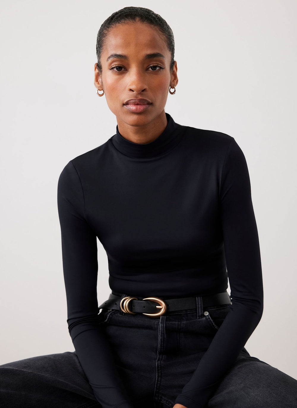 Black High Neck Layering Top