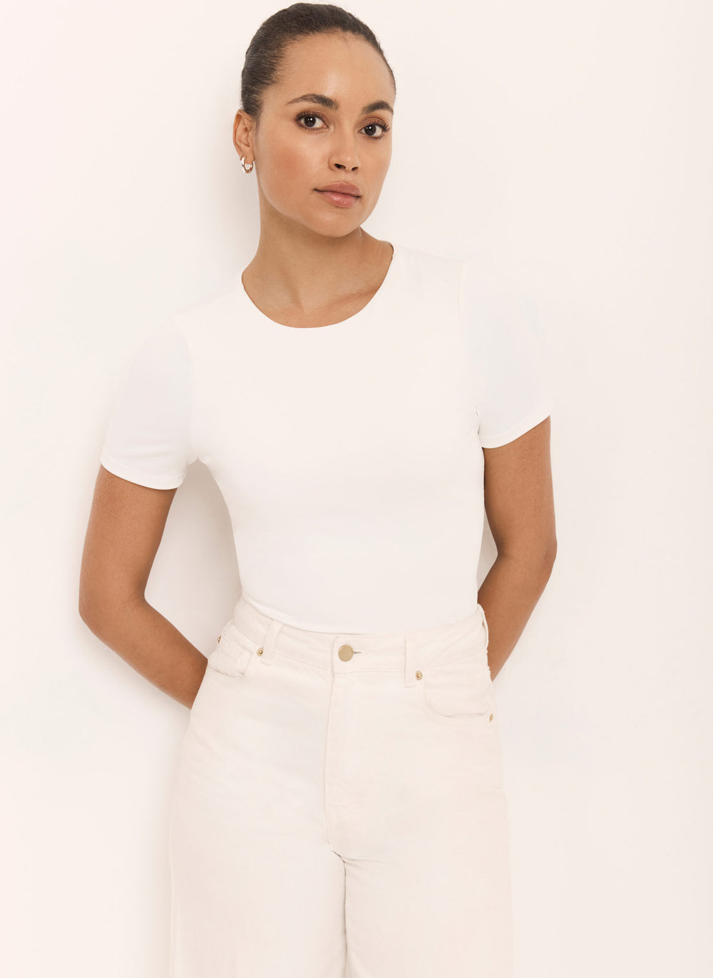 White Layering Short Sleeve Top