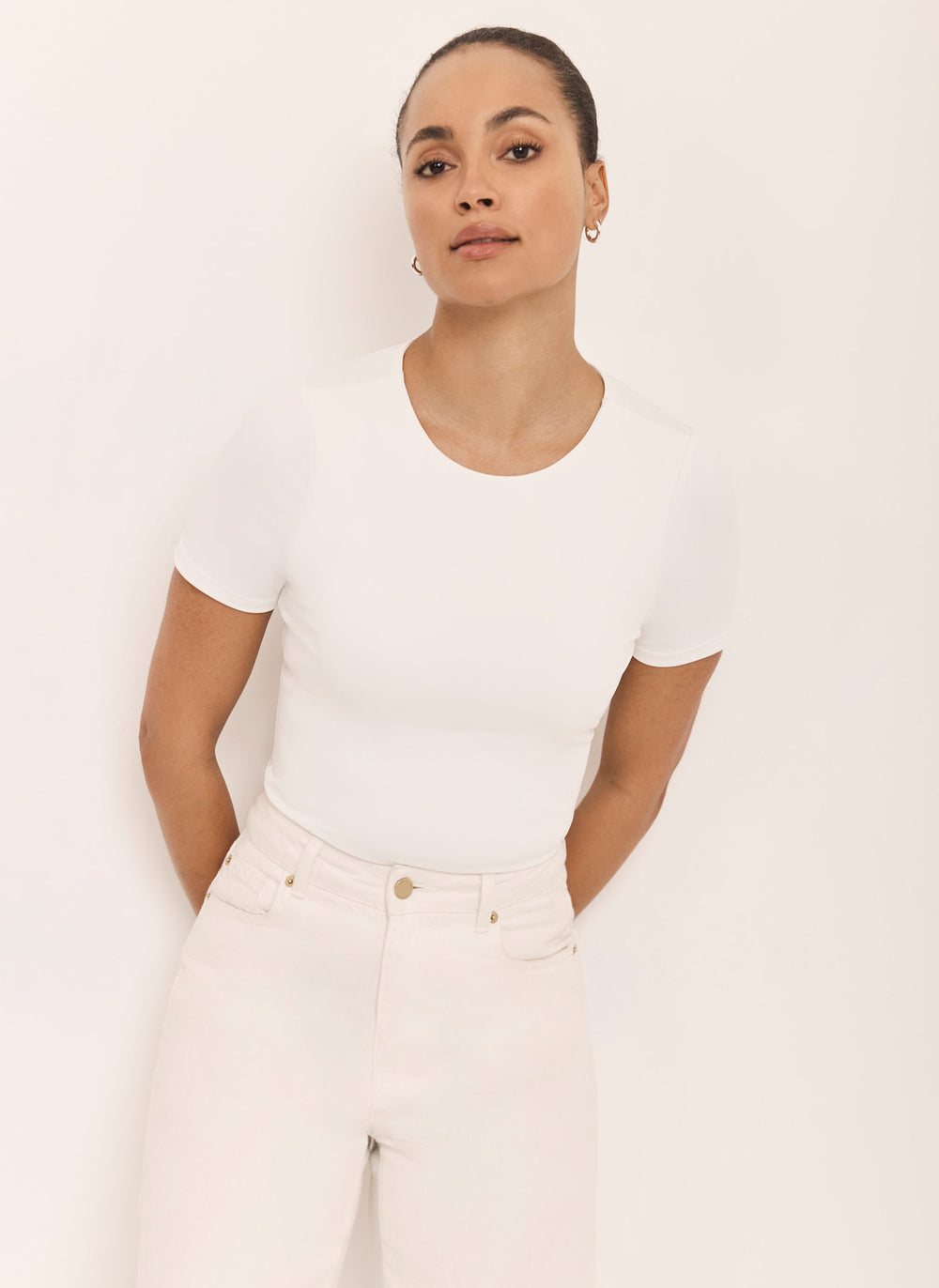 White Layering Short Sleeve Top
