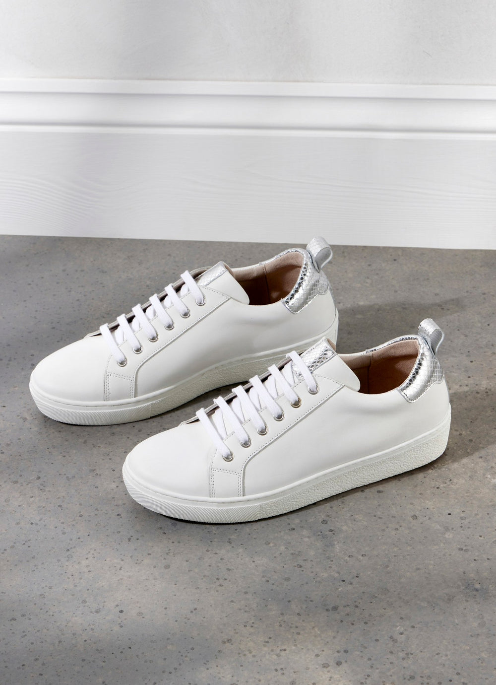 Allie White Leather Trainers