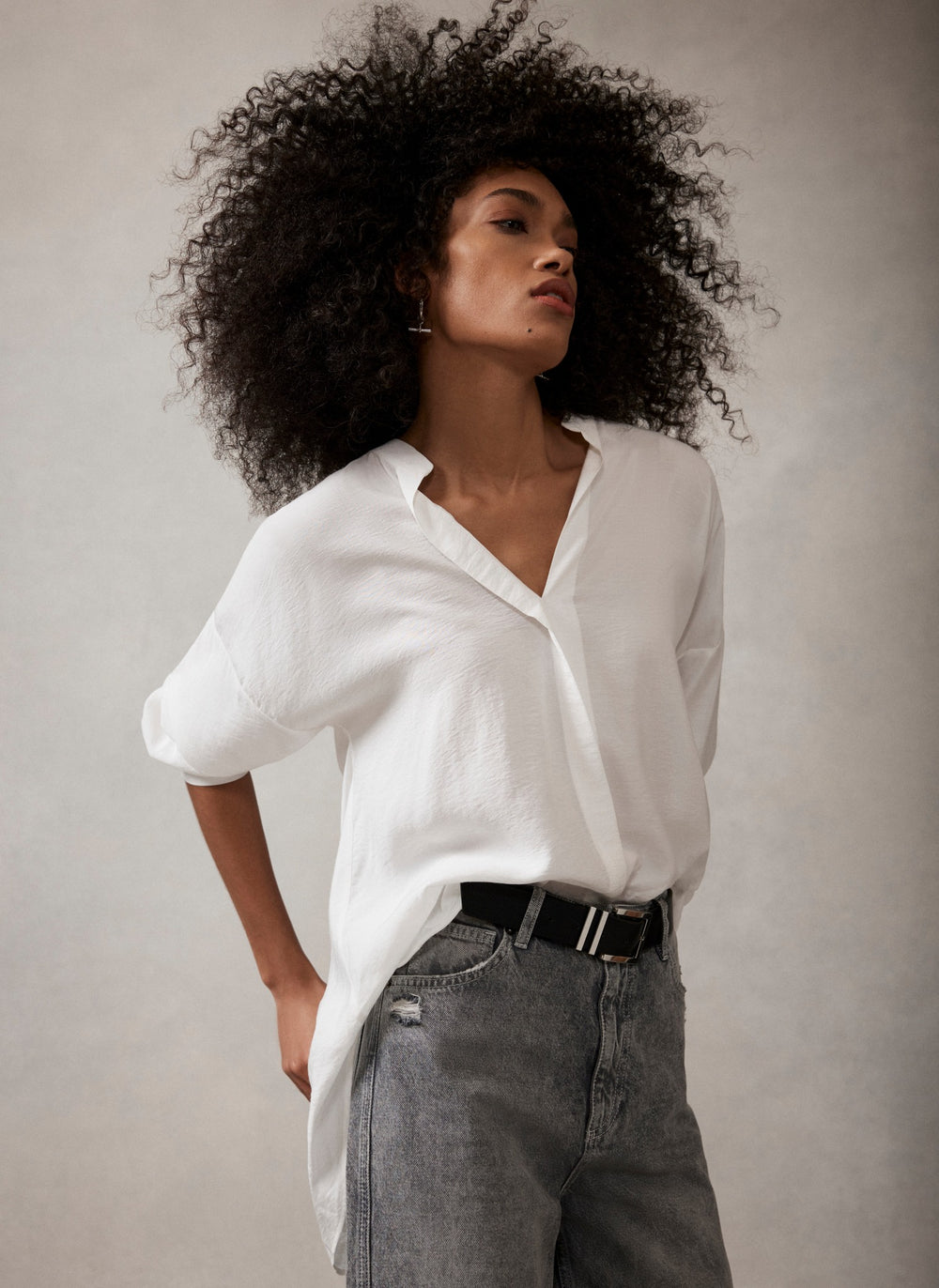 White Oversized Longline Shirt