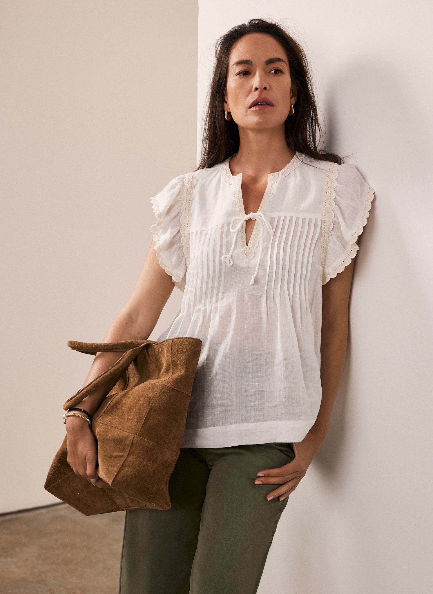 2181 White Trim Detail Blouse main image 0