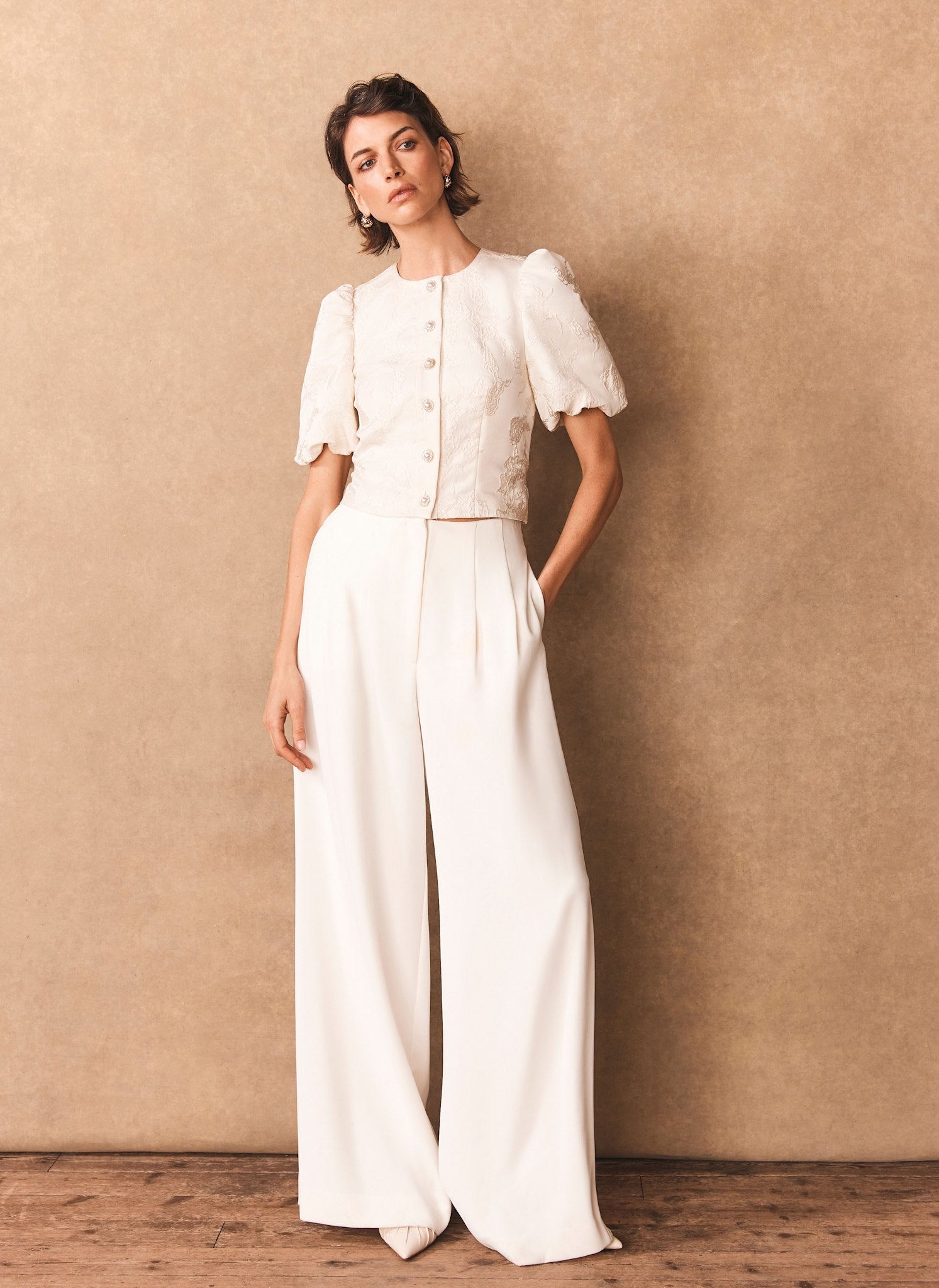 White Wide Leg Darted Trousers – Mint Velvet