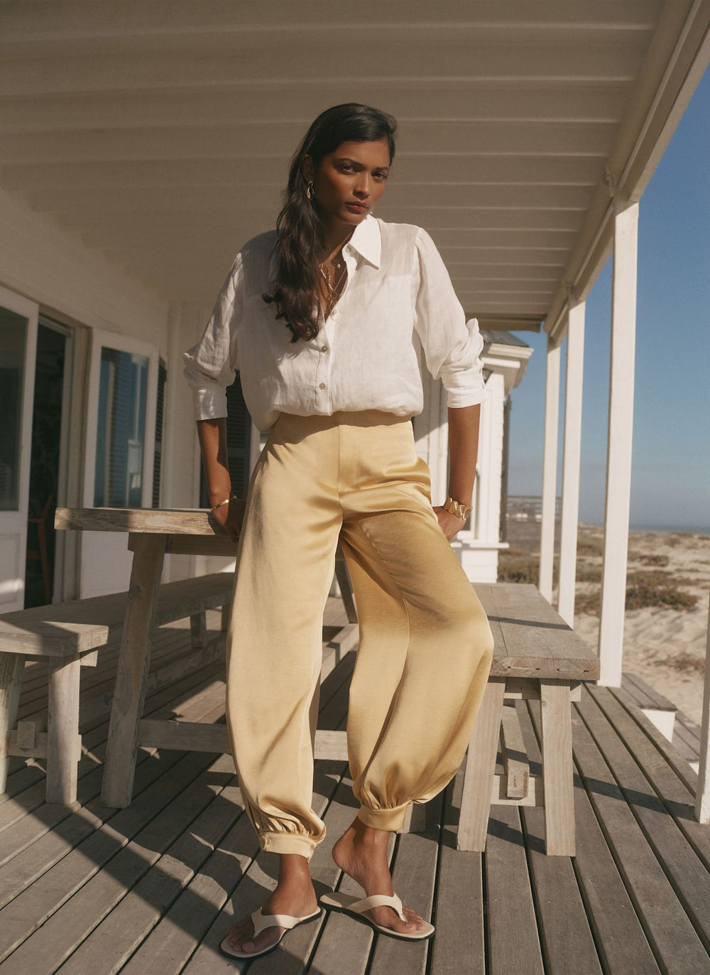 Yellow Satin Balloon Trousers