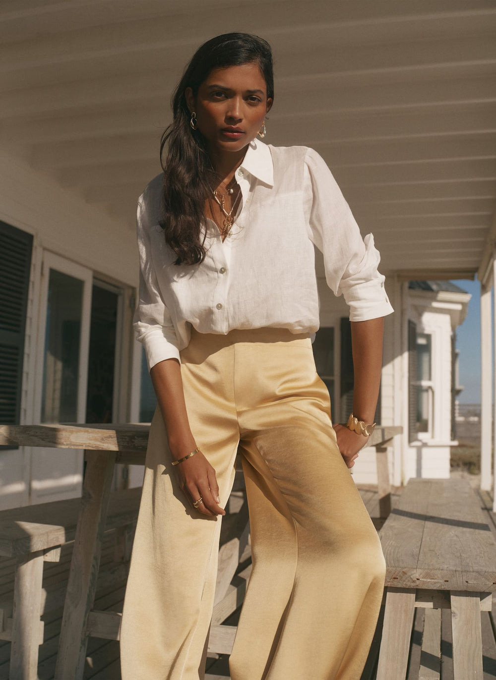 Yellow Satin Balloon Trousers