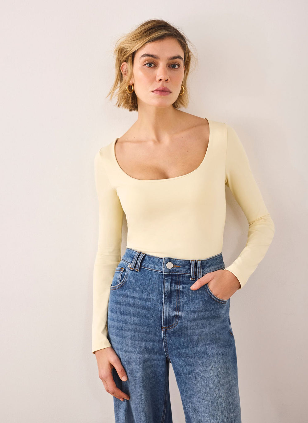 Butter Yellow Layering Scoop Neck Top
