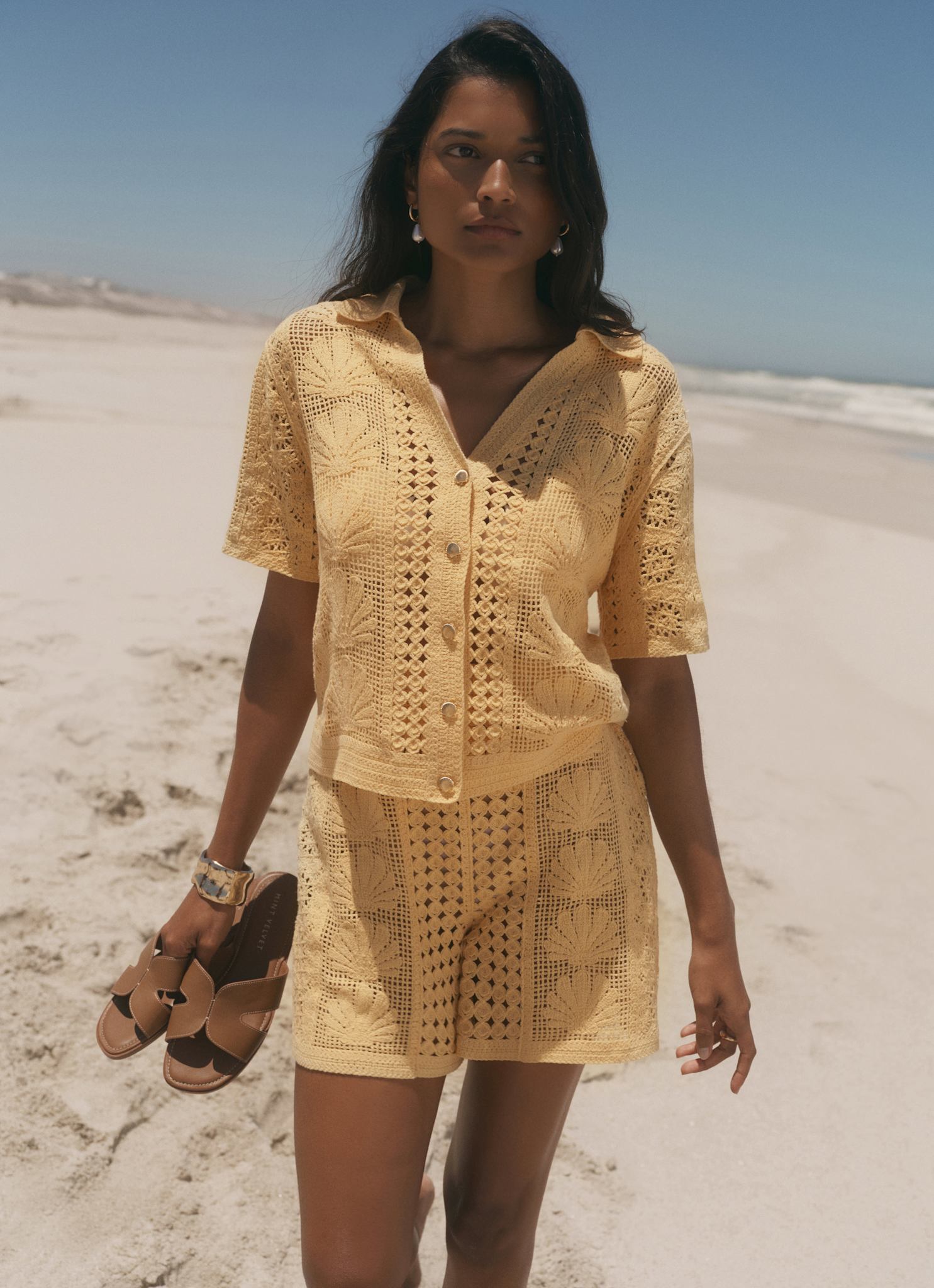 Yellow Crochet Shell Shorts – Mint Velvet