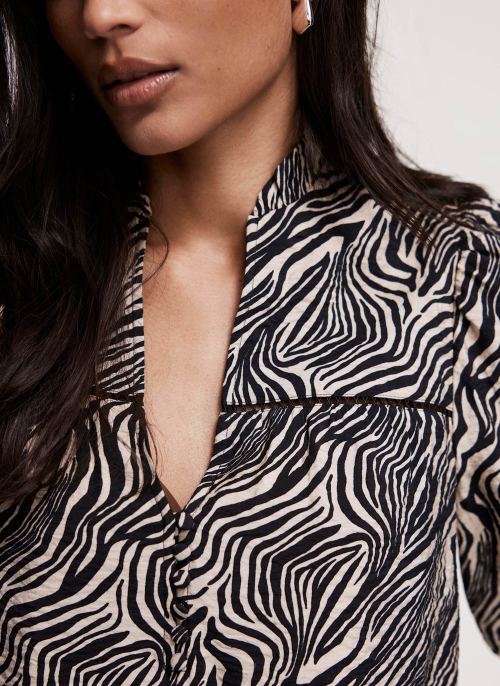 Zebra Print Puff Sleeve Blouse