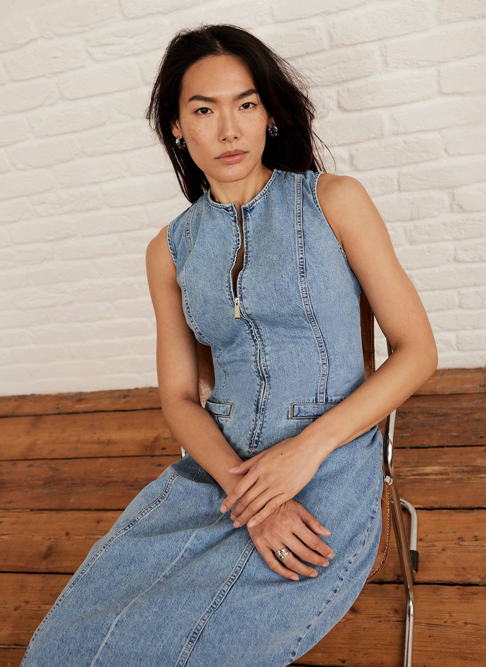 Light Indigo Denim Midi Dress