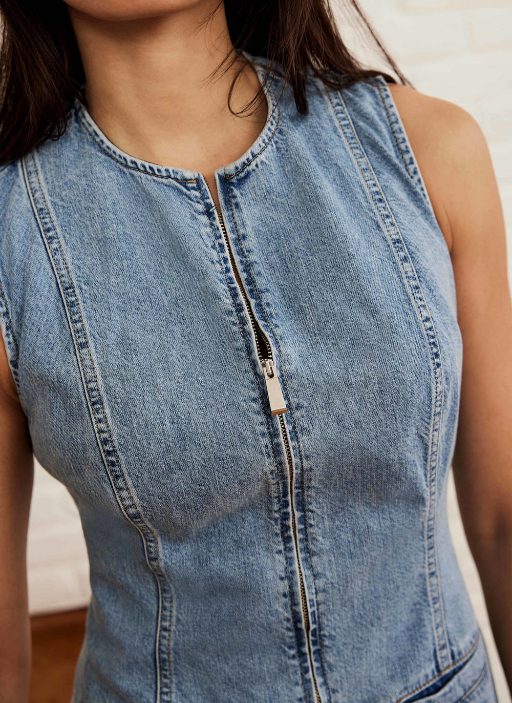 Light Indigo Denim Midi Dress