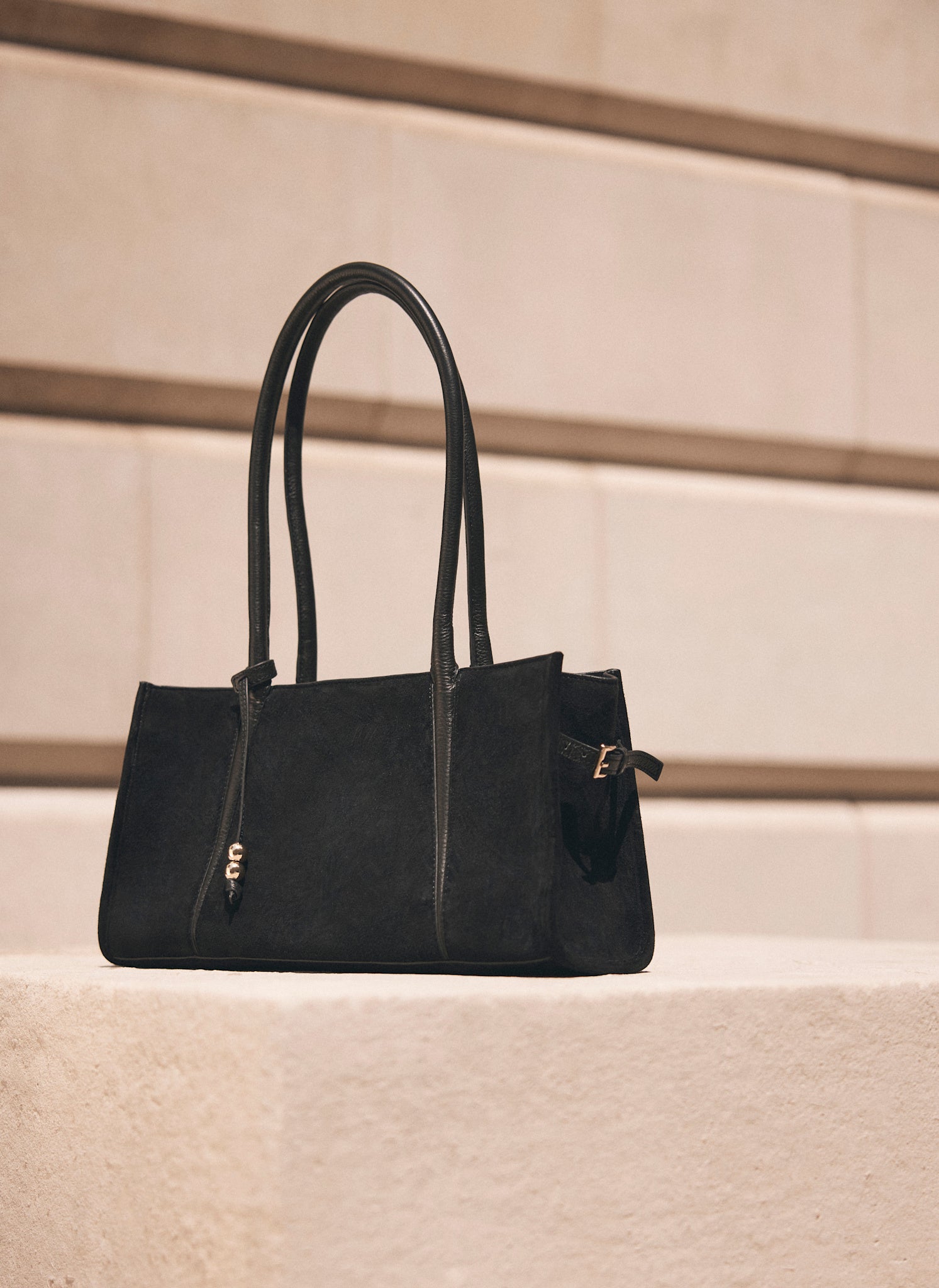 Zita Black Suede Shoulder Bag – Mint Velvet