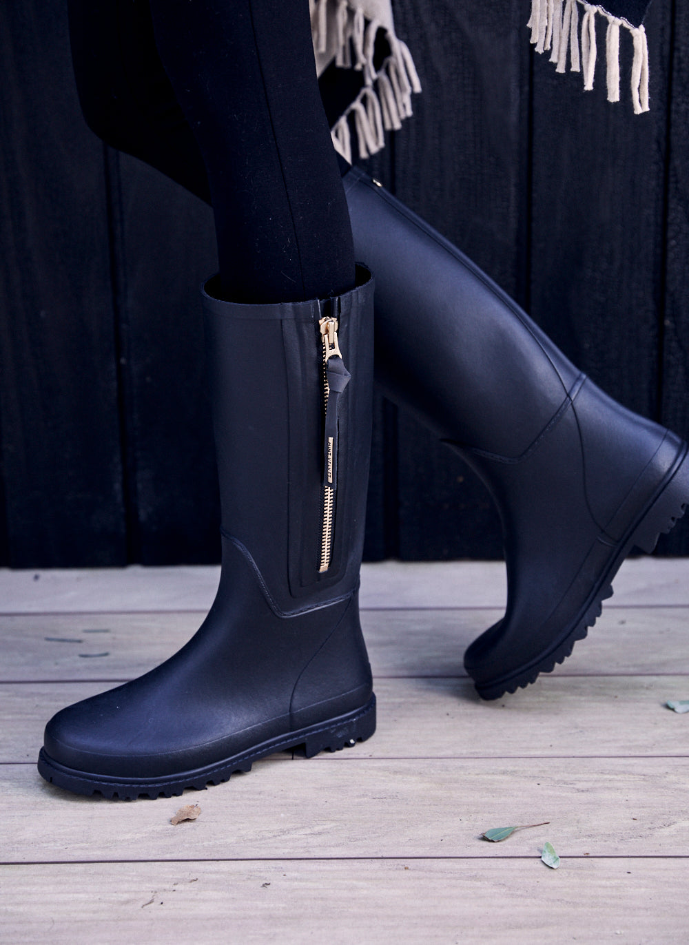April Black Zip Wellies WELLIES Mint Velvet