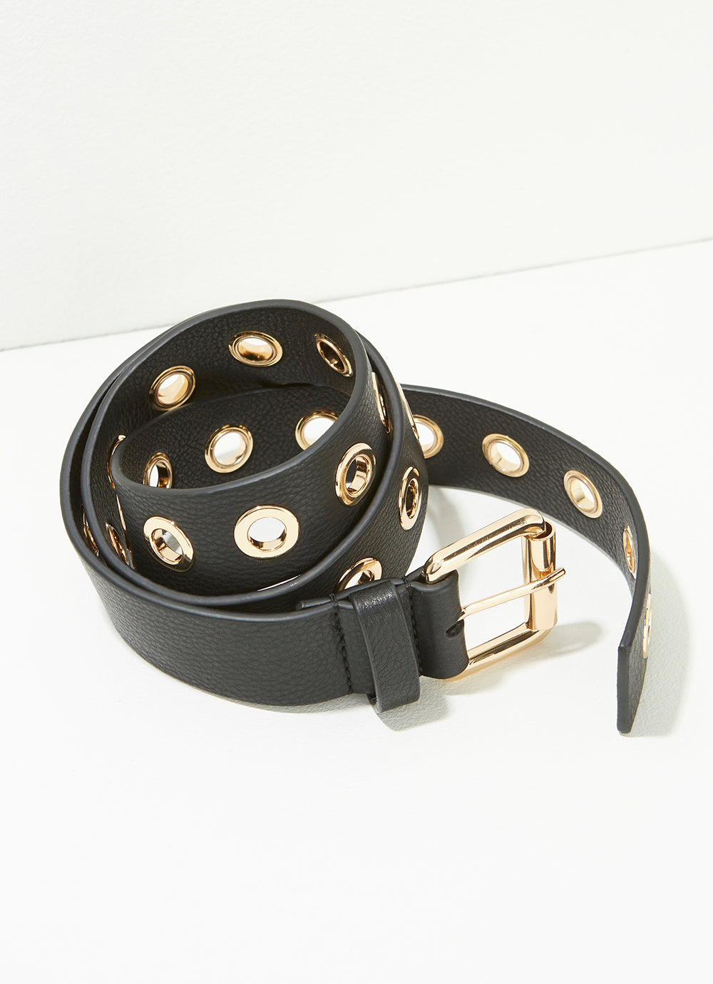 Black Leather Eyelet Belt BELTS Mint Velvet