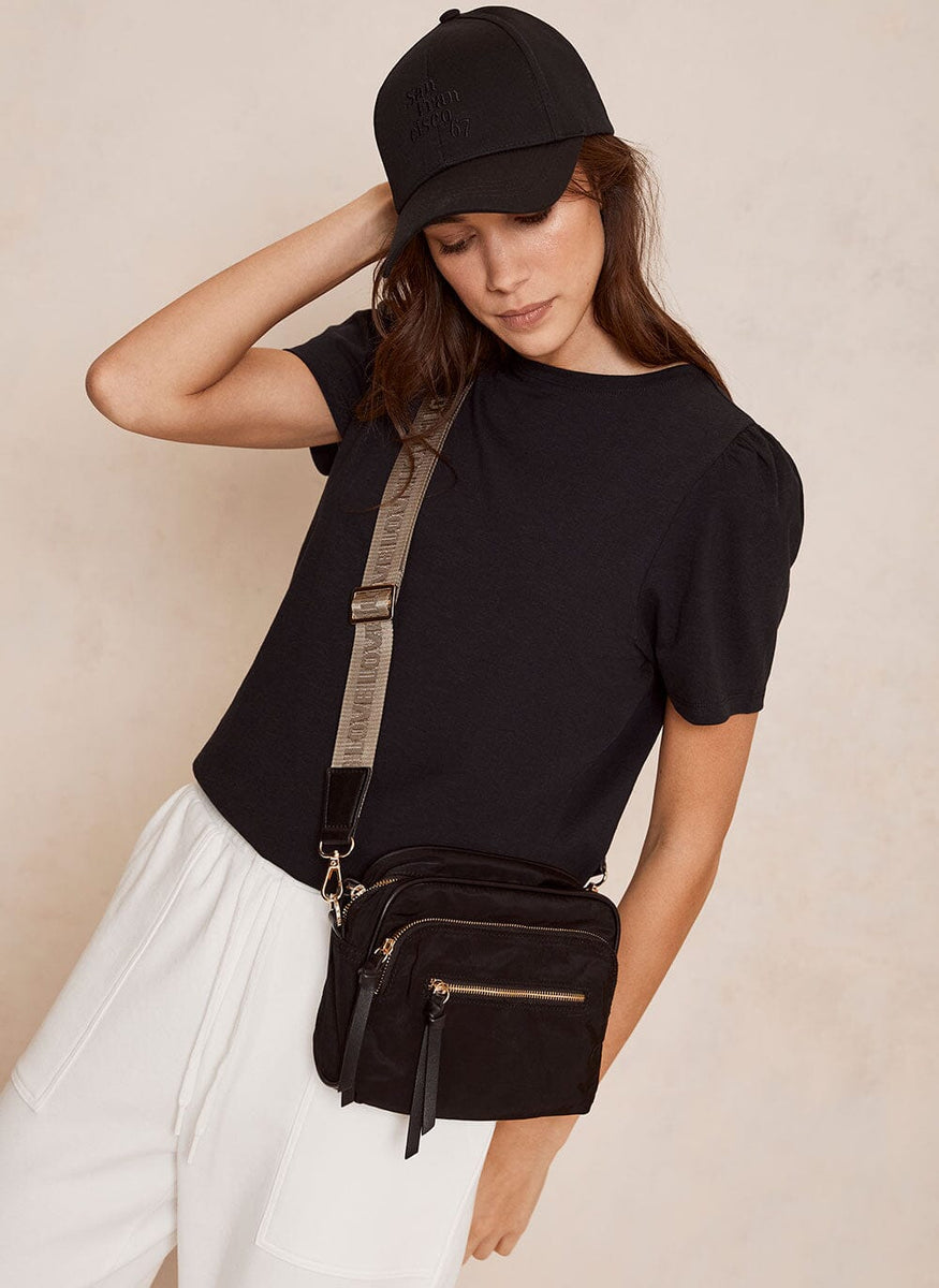 Mint Velvet Black Leather Crossbody Bag