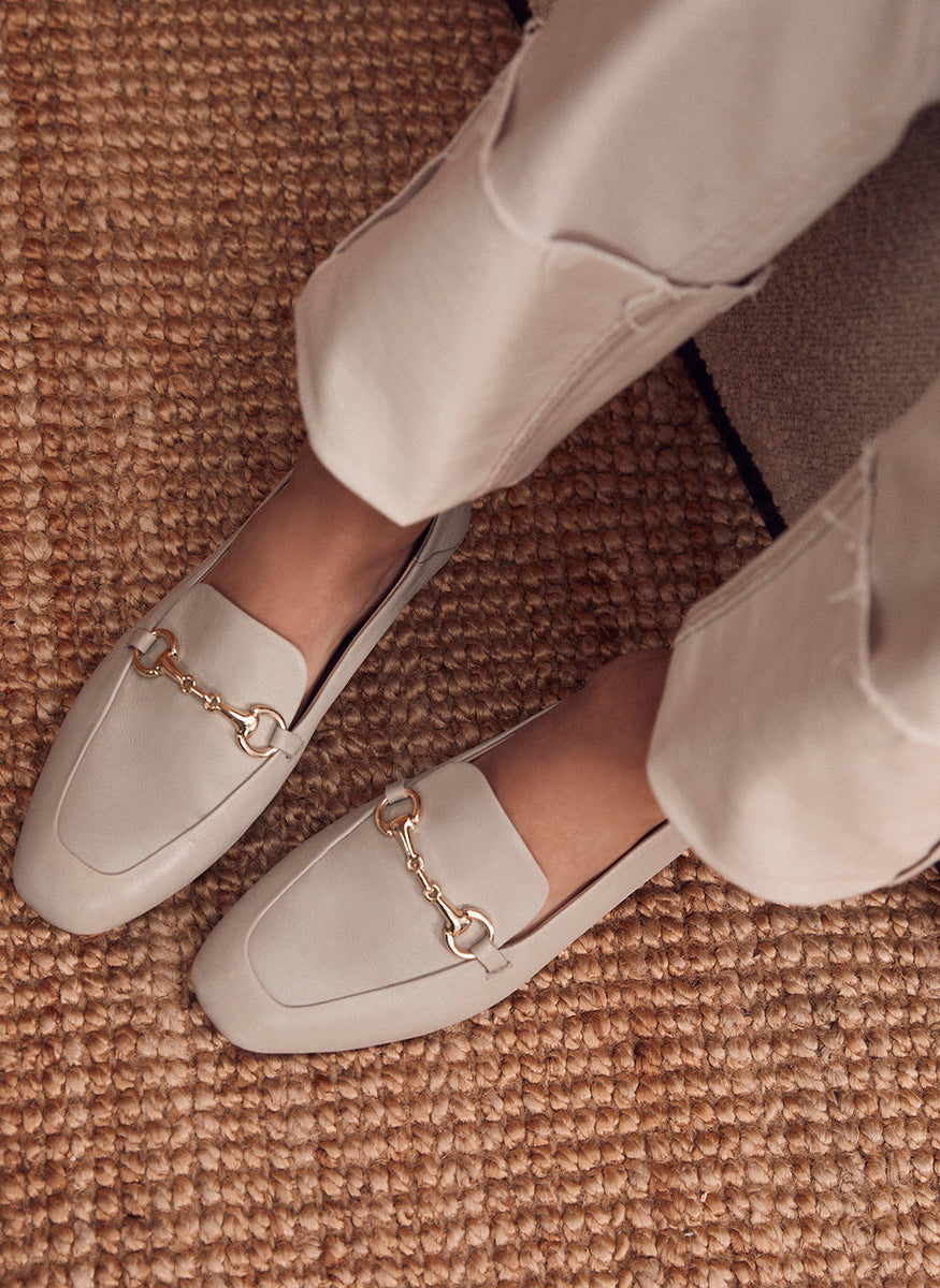 Camille Beige Leather Loafers