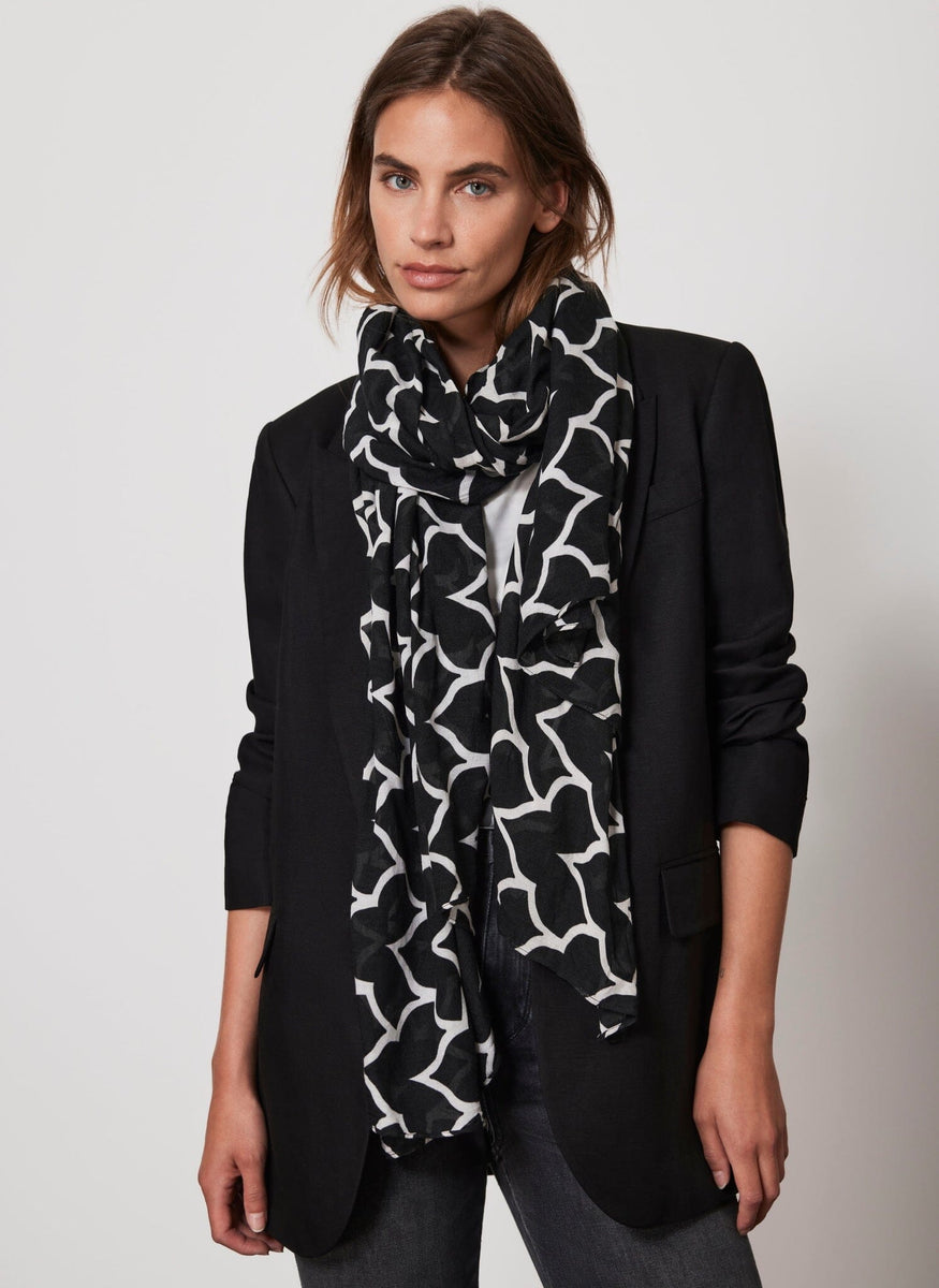 Mint Velvet Animal Print Scarf, Black/Multi