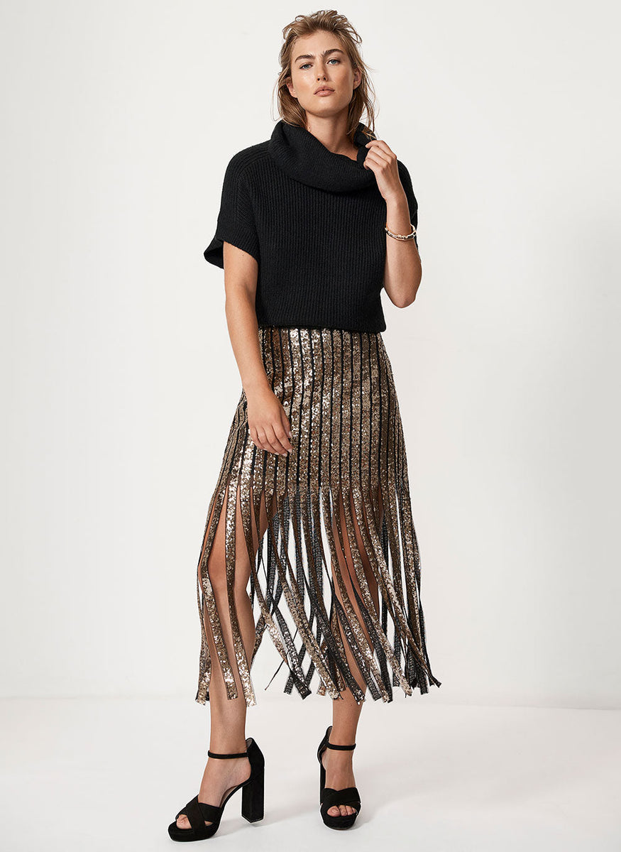 Black Fringe Trim Pencil Skirt – Mint Velvet