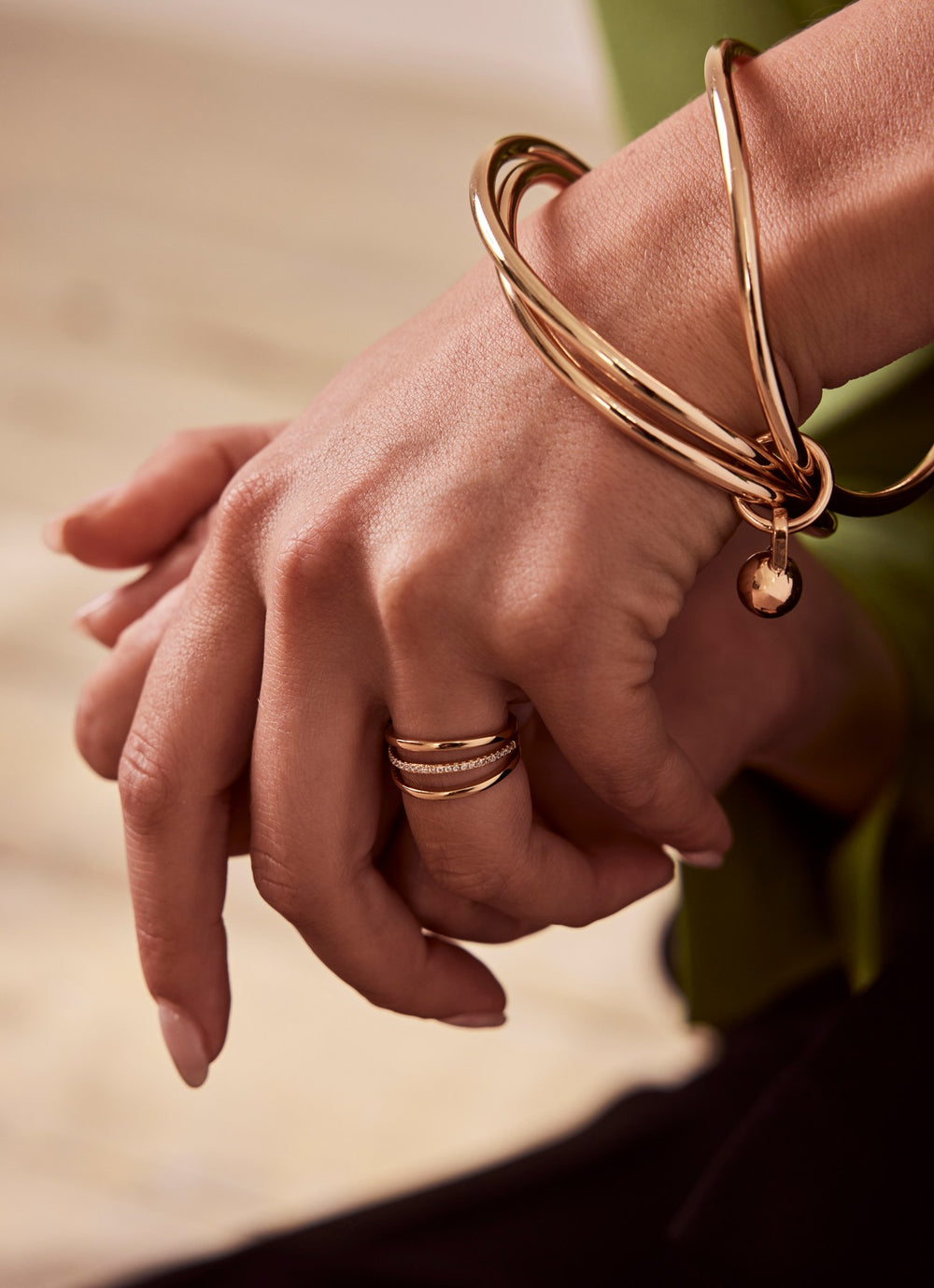 Gold Tone Triple Bangle