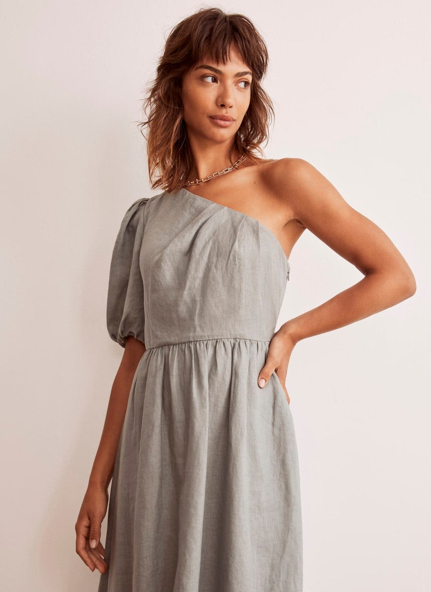 Green One Shoulder Midi Dress Mint Velvet