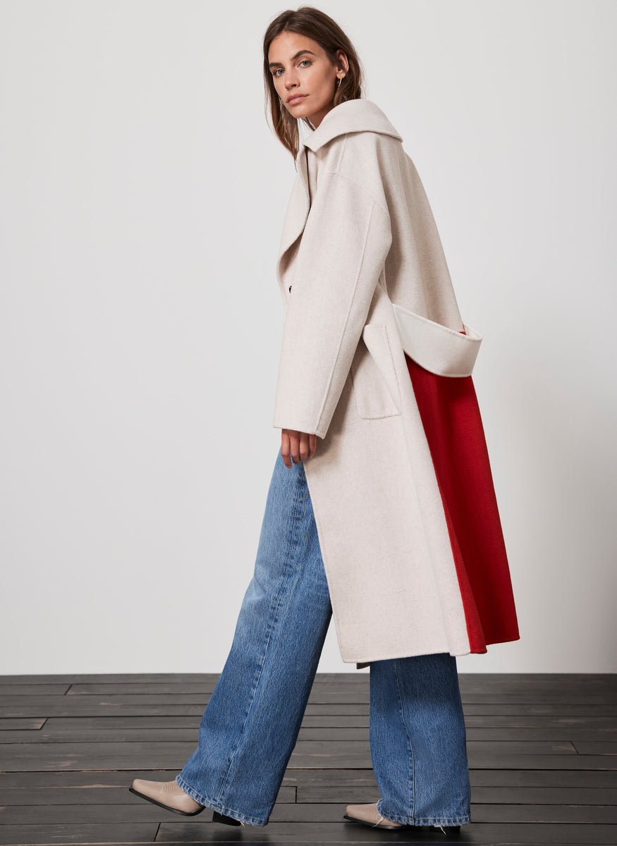 Neutral Red Block Colour Coat Mint Velvet