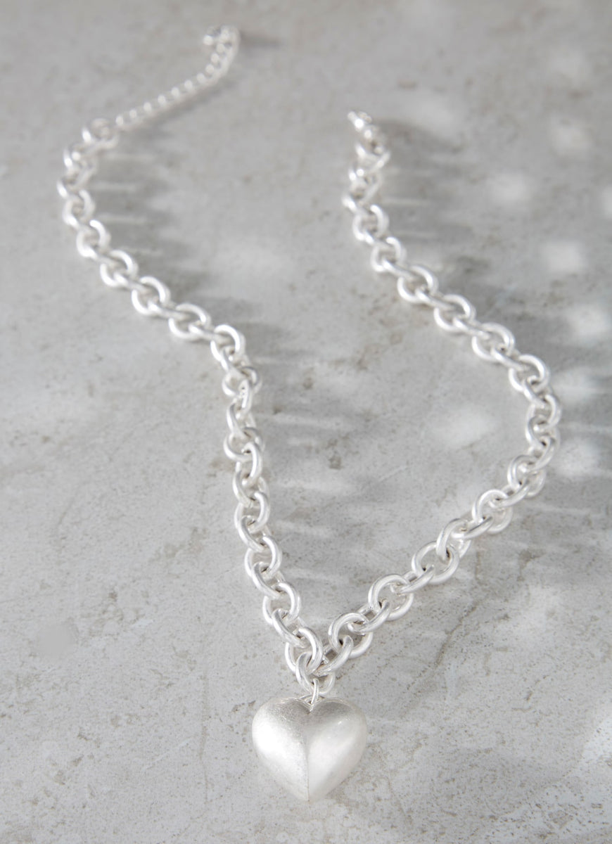 Silver Tone Heart Necklace Mint Velvet