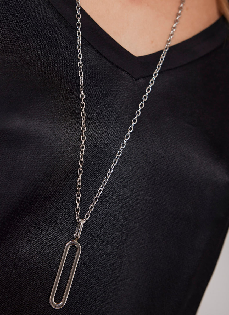 Silver Tone Oval Necklace Mint Velvet