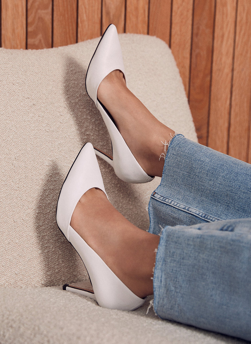 Skye White Leather Court Shoes Mint Velvet