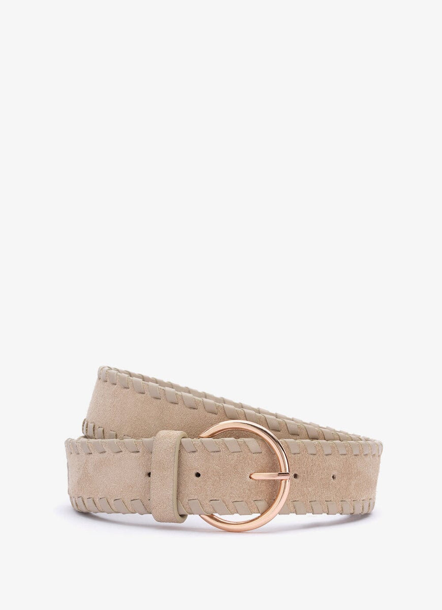 Suede Whip-Stitched Waist Belt