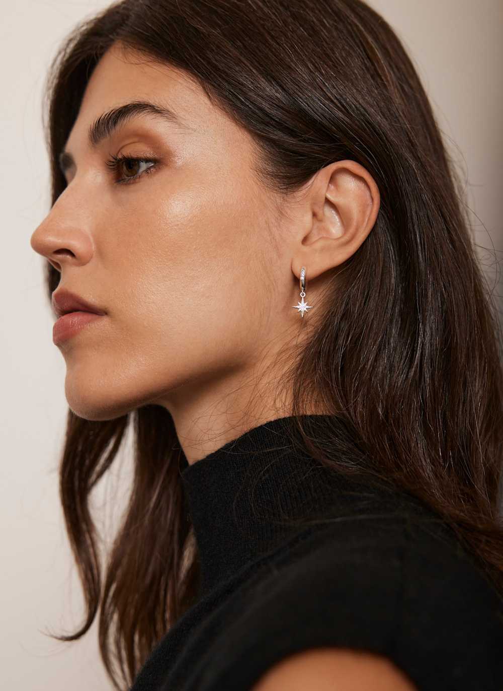 Silver Plated Star Hoop Earrings