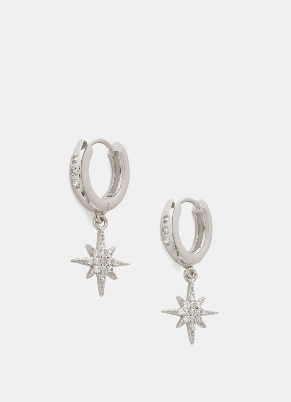 Silver Plated Star Hoop Earrings