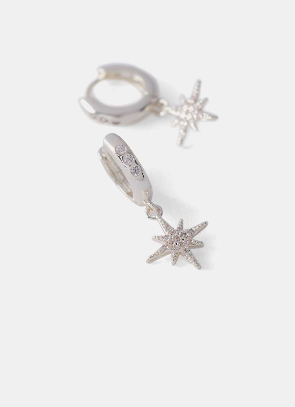 Silver Plated Star Hoop Earrings