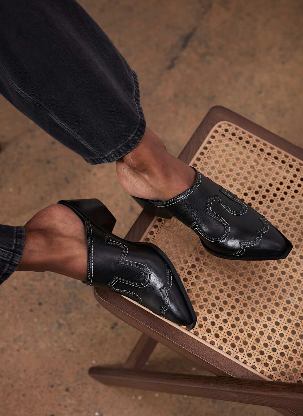 Black Western Mule Heels