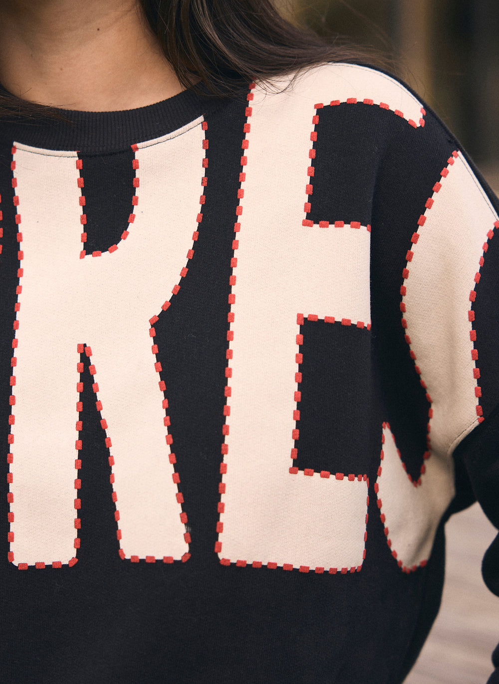 Black Cotton Blend Graphic Apres Sweatshirt