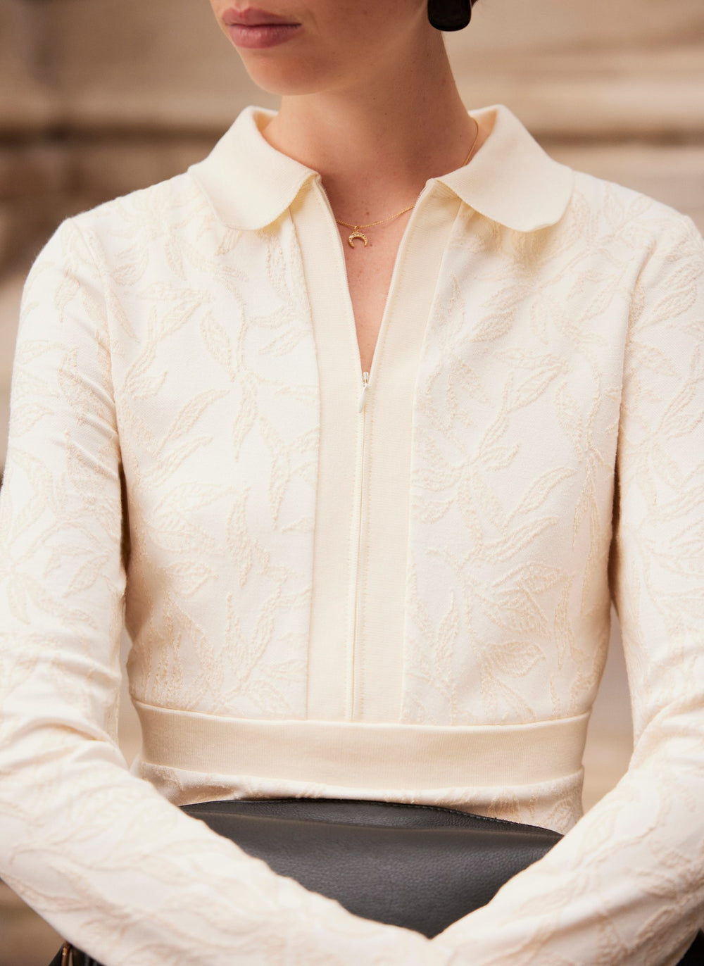 Cream Jacquard Print Midi Dress