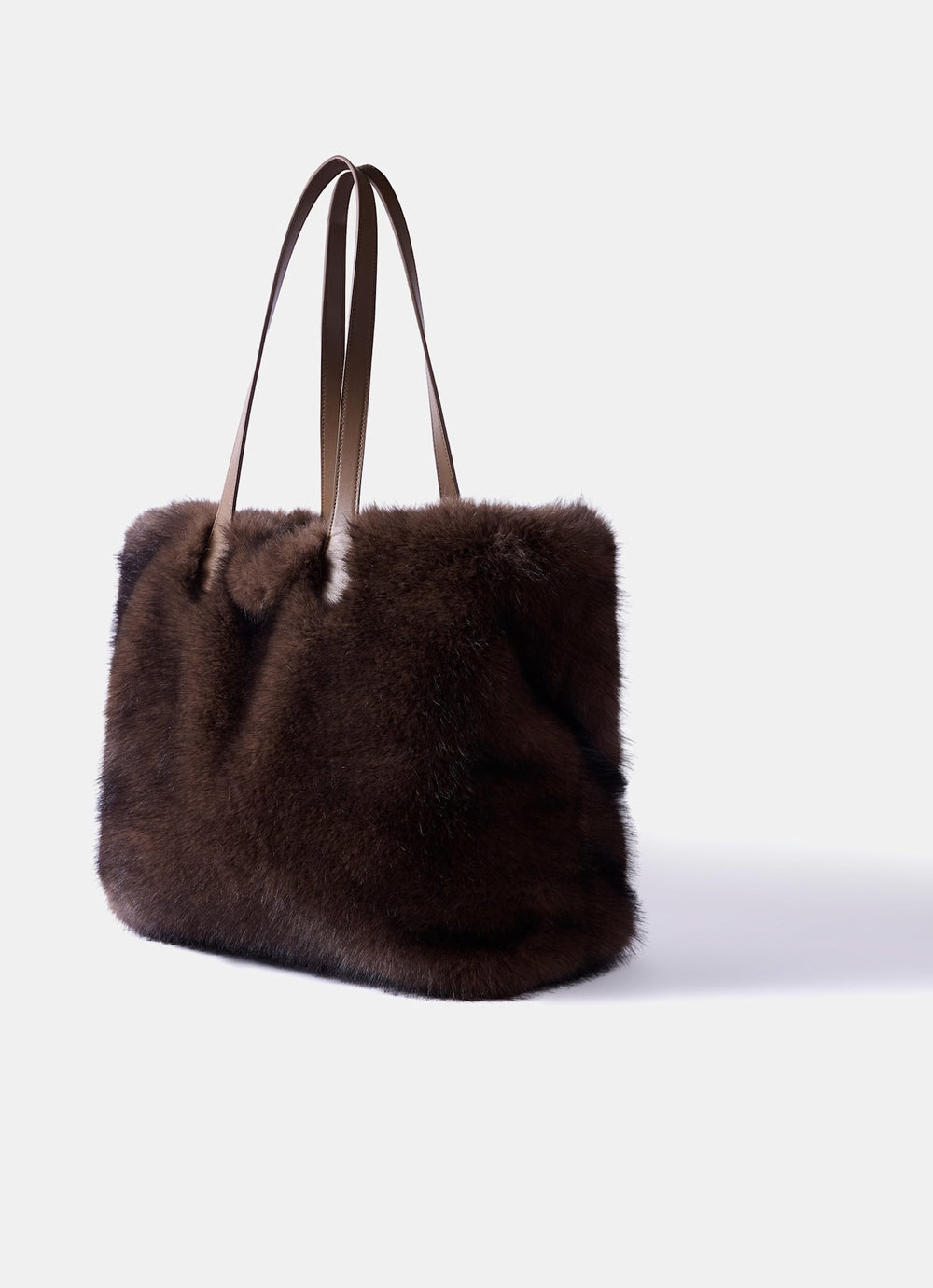 Millie Brown Faux Fur Tote Bag