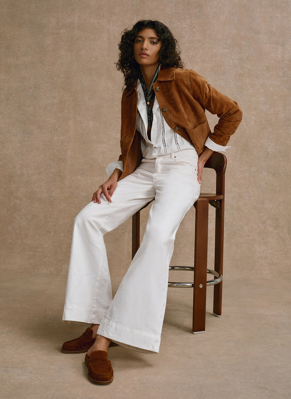 Tan Suede Pocket Detail Jacket