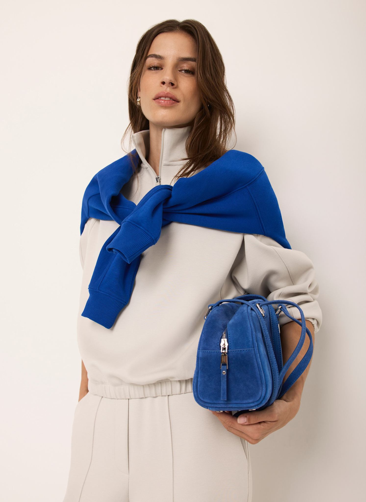 Otti Blue Suede Shoulder Bag – Mint Velvet