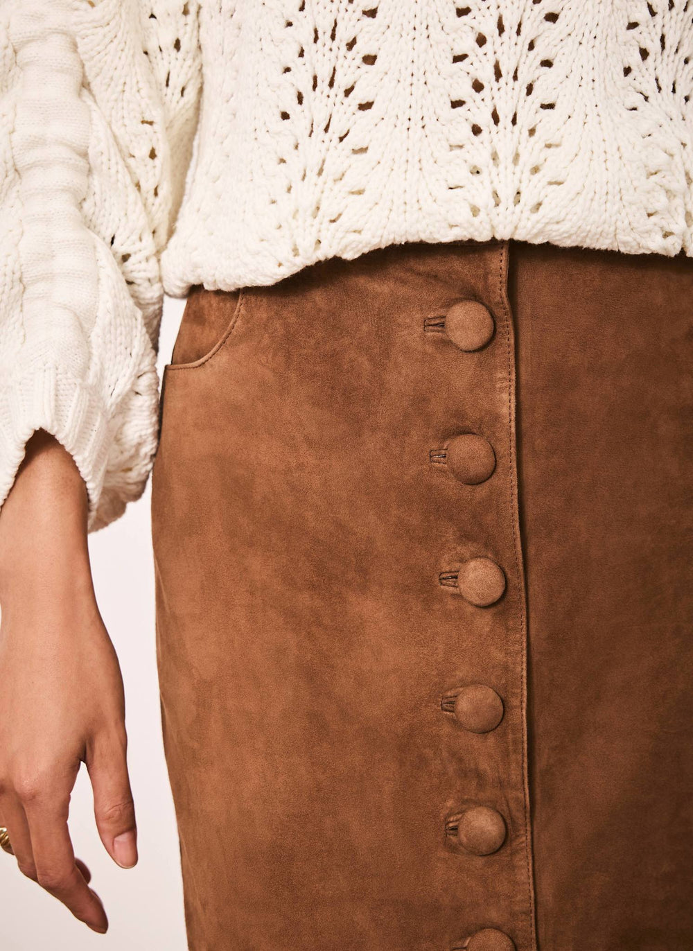 Tan Suede Midi Skirt