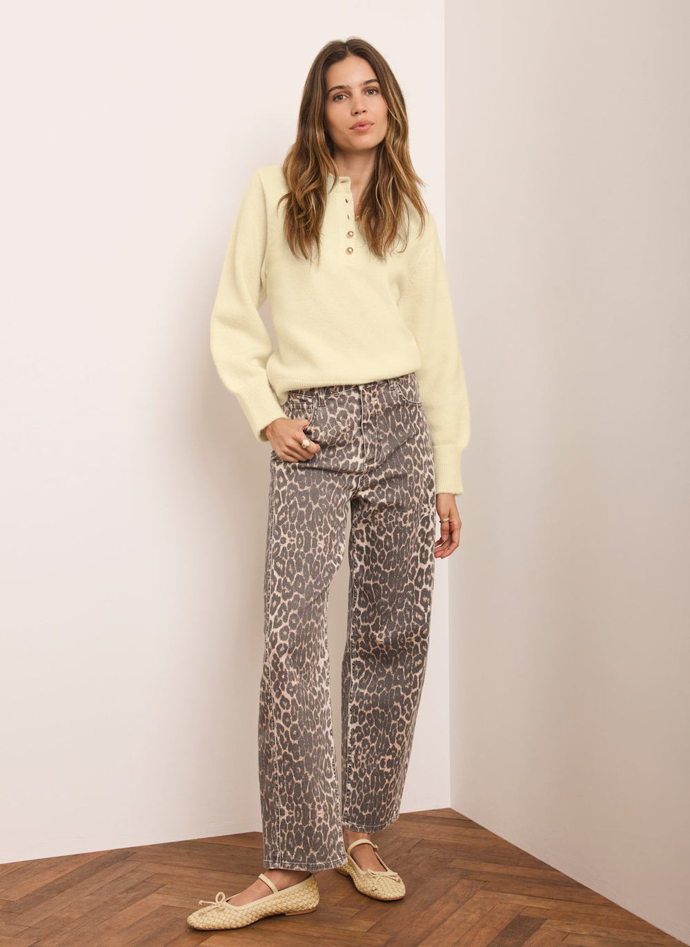 Leopard Print Barrel Leg Jeans