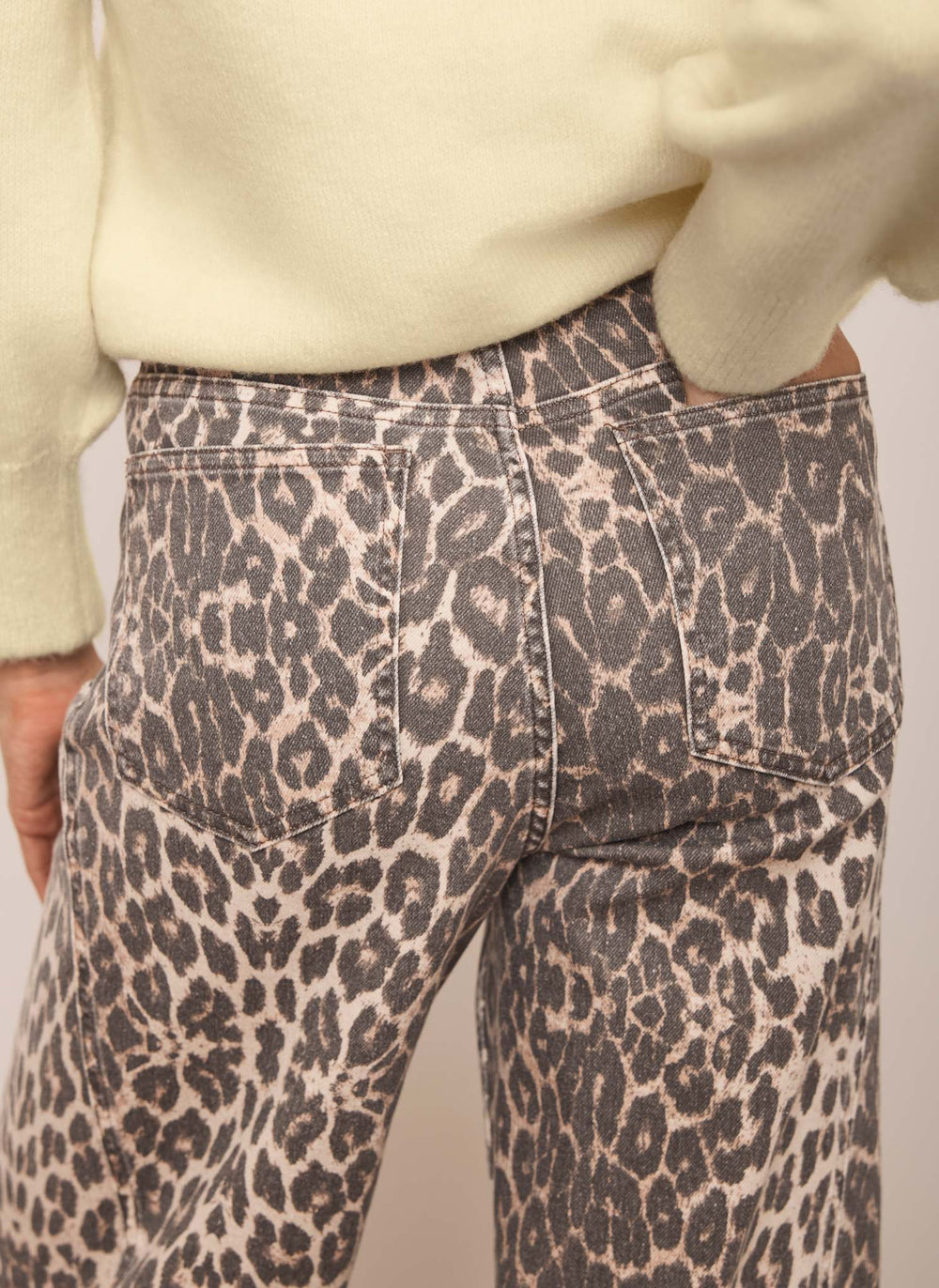 Leopard Print Barrel Leg Jeans