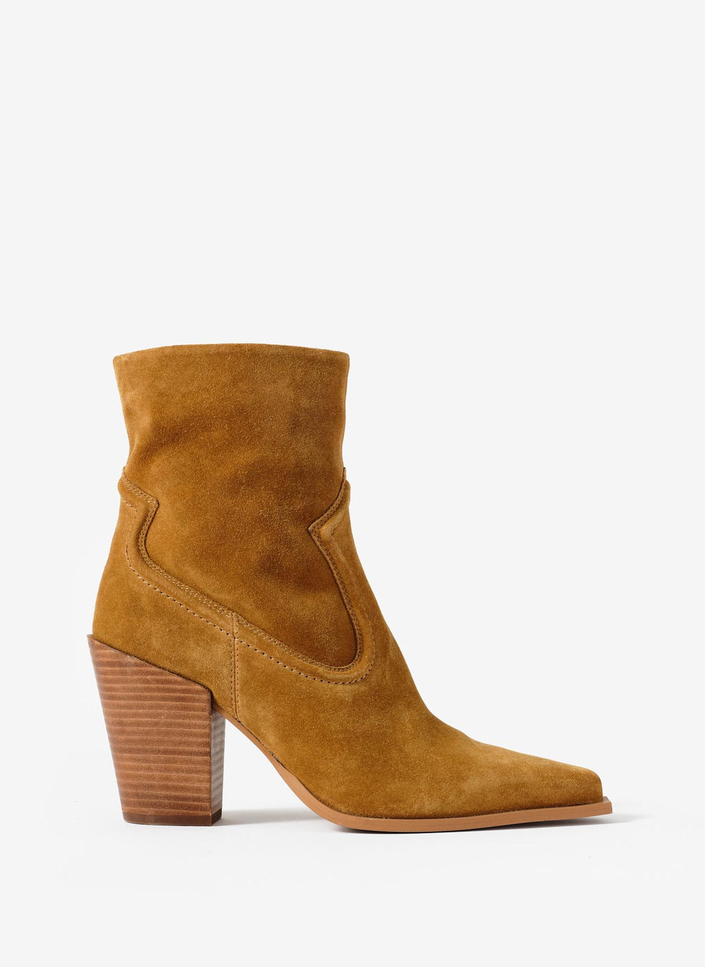 Lorna Tan Suede Western Ankle Boots